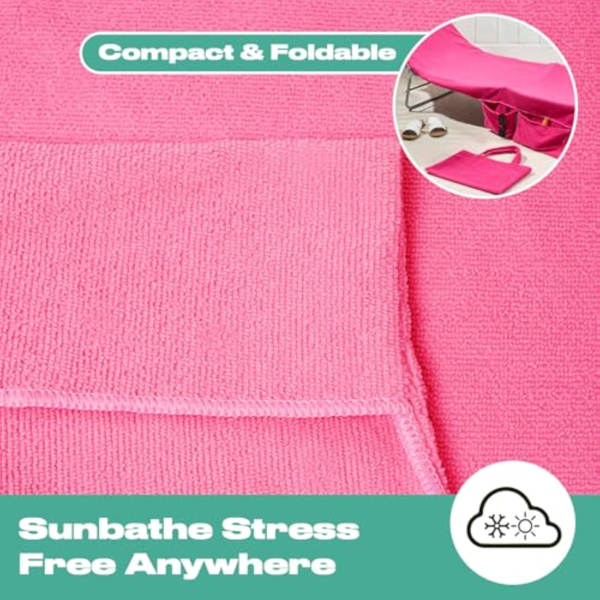 Lounger Towels with Pockets, Pink, Summer Vacation Essential